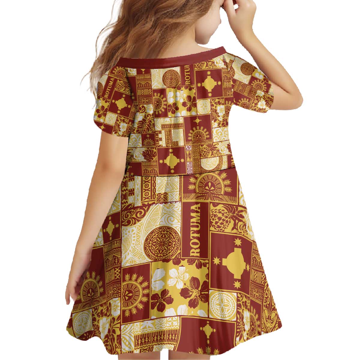 Rotuma Faiakse'ea 'e Kirisimasi Family Matching Off The Shoulder Long Sleeve Dress and Hawaiian Shirt Pacific Patchwork Xmas Vibes - Polynesian Pride