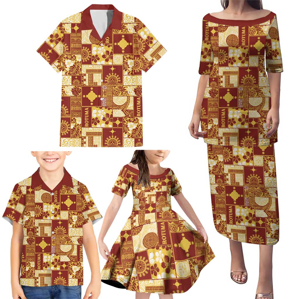 Rotuma Faiakse'ea 'e Kirisimasi Family Matching Puletasi and Hawaiian Shirt Pacific Patchwork Xmas Vibes - Polynesian Pride