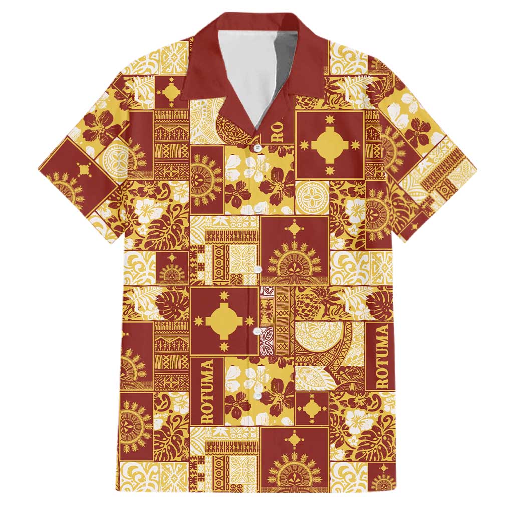 Rotuma Faiakse'ea 'e Kirisimasi Family Matching Puletasi and Hawaiian Shirt Pacific Patchwork Xmas Vibes LT9 Dad's Shirt - Short Sleeve Red - Polynesian Pride