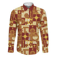 Rotuma Faiakse'ea 'e Kirisimasi Family Matching Puletasi and Hawaiian Shirt Pacific Patchwork Xmas Vibes LT9 Dad's Shirt - Long Sleeve Red - Polynesian Pride
