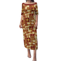 Rotuma Faiakse'ea 'e Kirisimasi Family Matching Puletasi and Hawaiian Shirt Pacific Patchwork Xmas Vibes LT9 Mom's Dress Red - Polynesian Pride