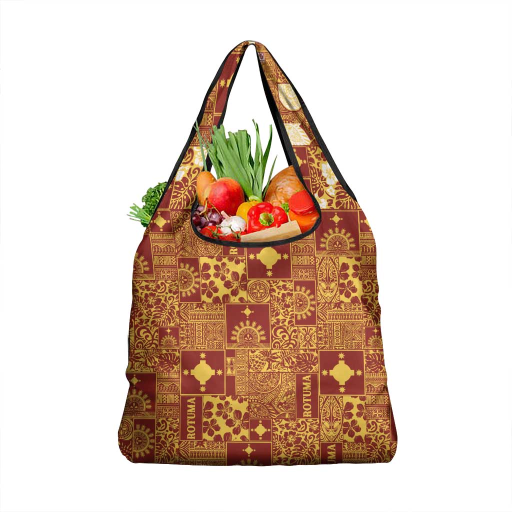 Rotuma Faiakse'ea 'e Kirisimasi Grocery Bag Pacific Patchwork Xmas Vibes LT9 1-pack One Size Red - Polynesian Pride