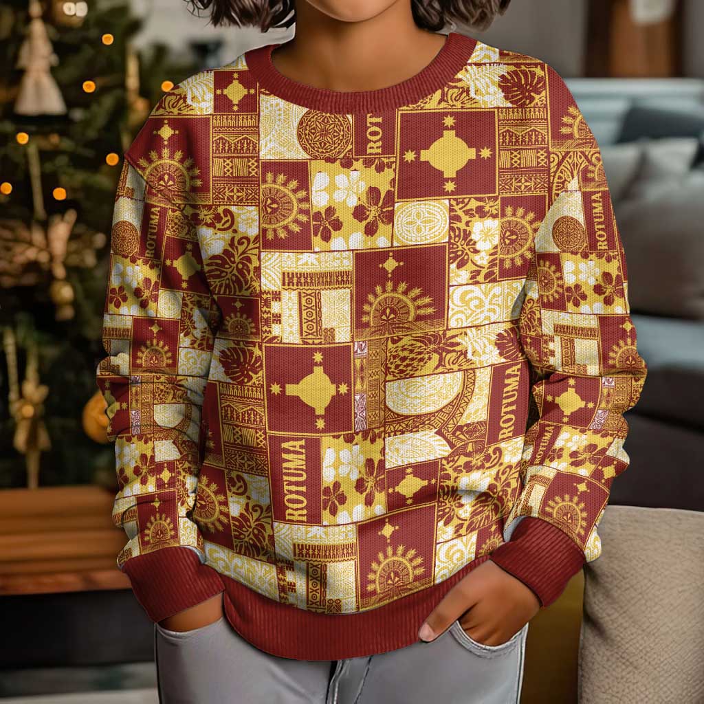 Rotuma Faiakse'ea 'e Kirisimasi Kid Ugly Christmas Sweater Pacific Patchwork Xmas Vibes LT9 - Polynesian Pride