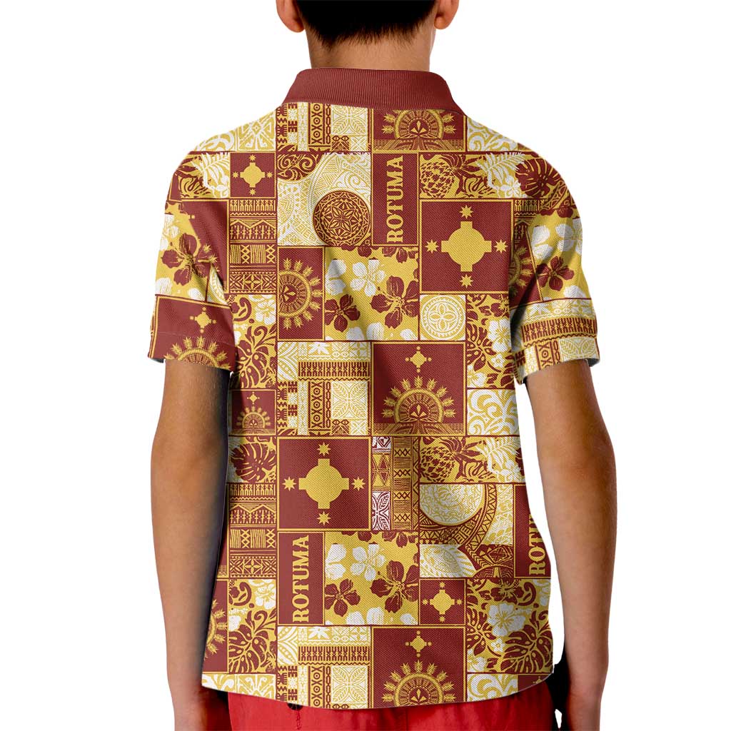 Rotuma Faiakse'ea 'e Kirisimasi Kid Polo Shirt Pacific Patchwork Xmas Vibes - Polynesian Pride