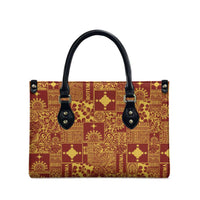 Rotuma Faiakse'ea 'e Kirisimasi Leather Bag Pacific Patchwork Xmas Vibes - Polynesian Pride