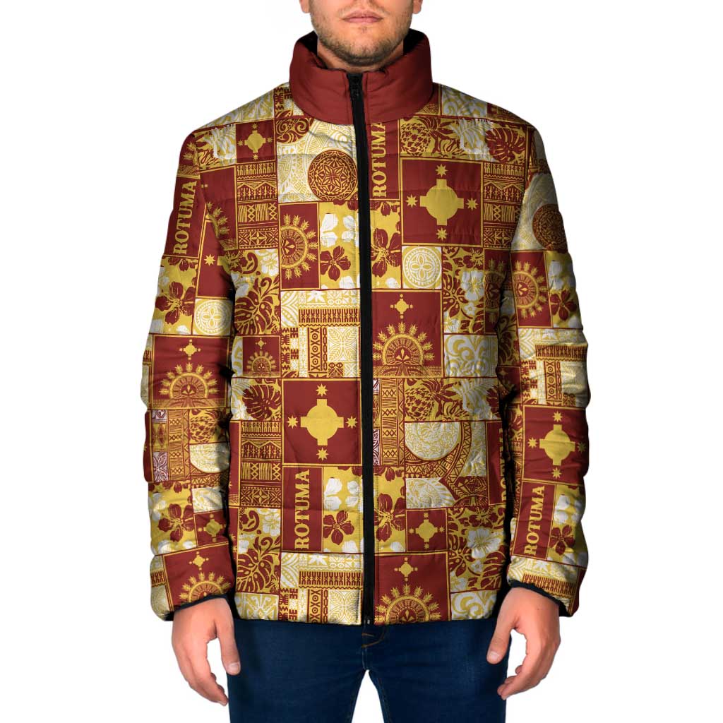 Rotuma Faiakse'ea 'e Kirisimasi Padded Jacket Pacific Patchwork Xmas Vibes - Polynesian Pride