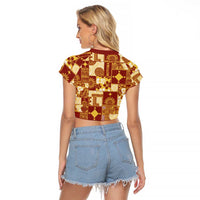 Rotuma Faiakse'ea 'e Kirisimasi Raglan Cropped T Shirt Pacific Patchwork Xmas Vibes - Polynesian Pride