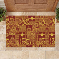 Rotuma Faiakse'ea 'e Kirisimasi Rubber Doormat Pacific Patchwork Xmas Vibes LT9 Red - Polynesian Pride