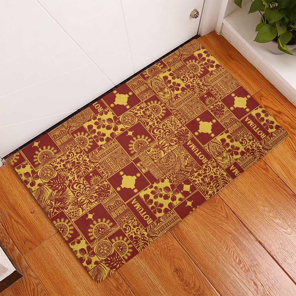 Rotuma Faiakse'ea 'e Kirisimasi Rubber Doormat Pacific Patchwork Xmas Vibes LT9 - Polynesian Pride