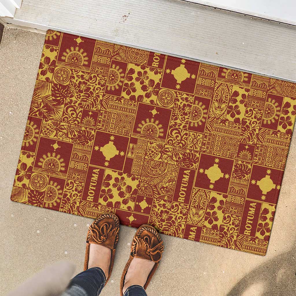 Rotuma Faiakse'ea 'e Kirisimasi Rubber Doormat Pacific Patchwork Xmas Vibes LT9 - Polynesian Pride