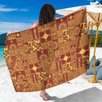 Rotuma Faiakse'ea 'e Kirisimasi Sarong Pacific Patchwork Xmas Vibes LT9 One Size 44 x 66 inches Red - Polynesian Pride