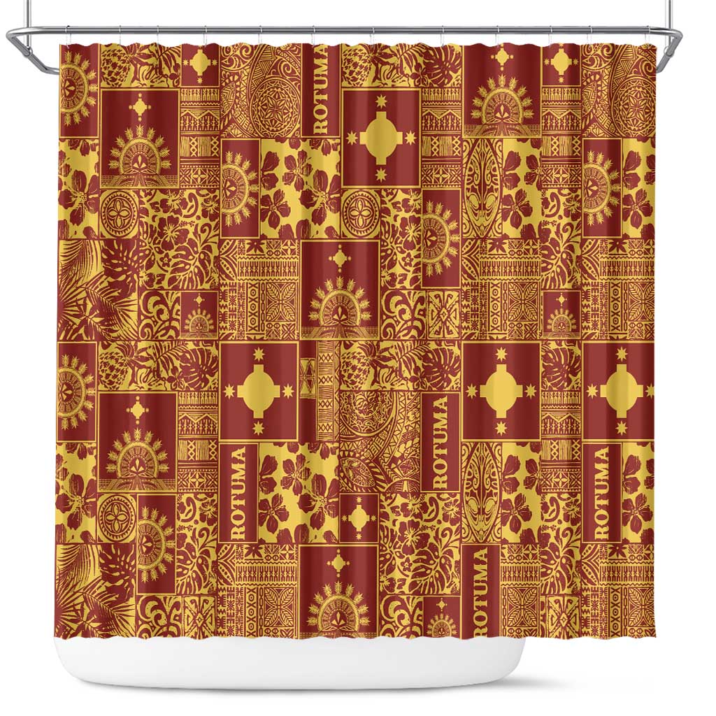 Rotuma Faiakse'ea 'e Kirisimasi Shower Curtain Pacific Patchwork Xmas Vibes - Polynesian Pride