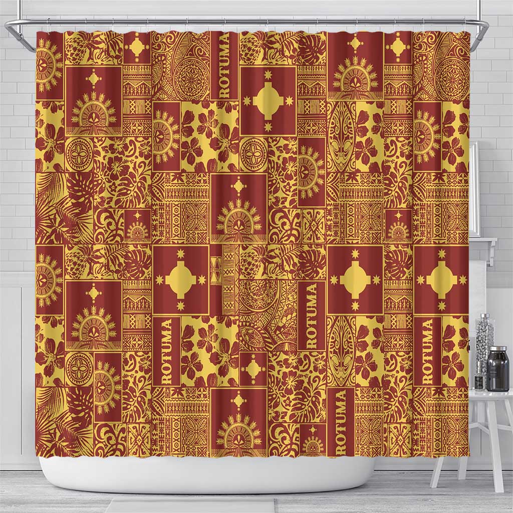 Rotuma Faiakse'ea 'e Kirisimasi Shower Curtain Pacific Patchwork Xmas Vibes - Polynesian Pride
