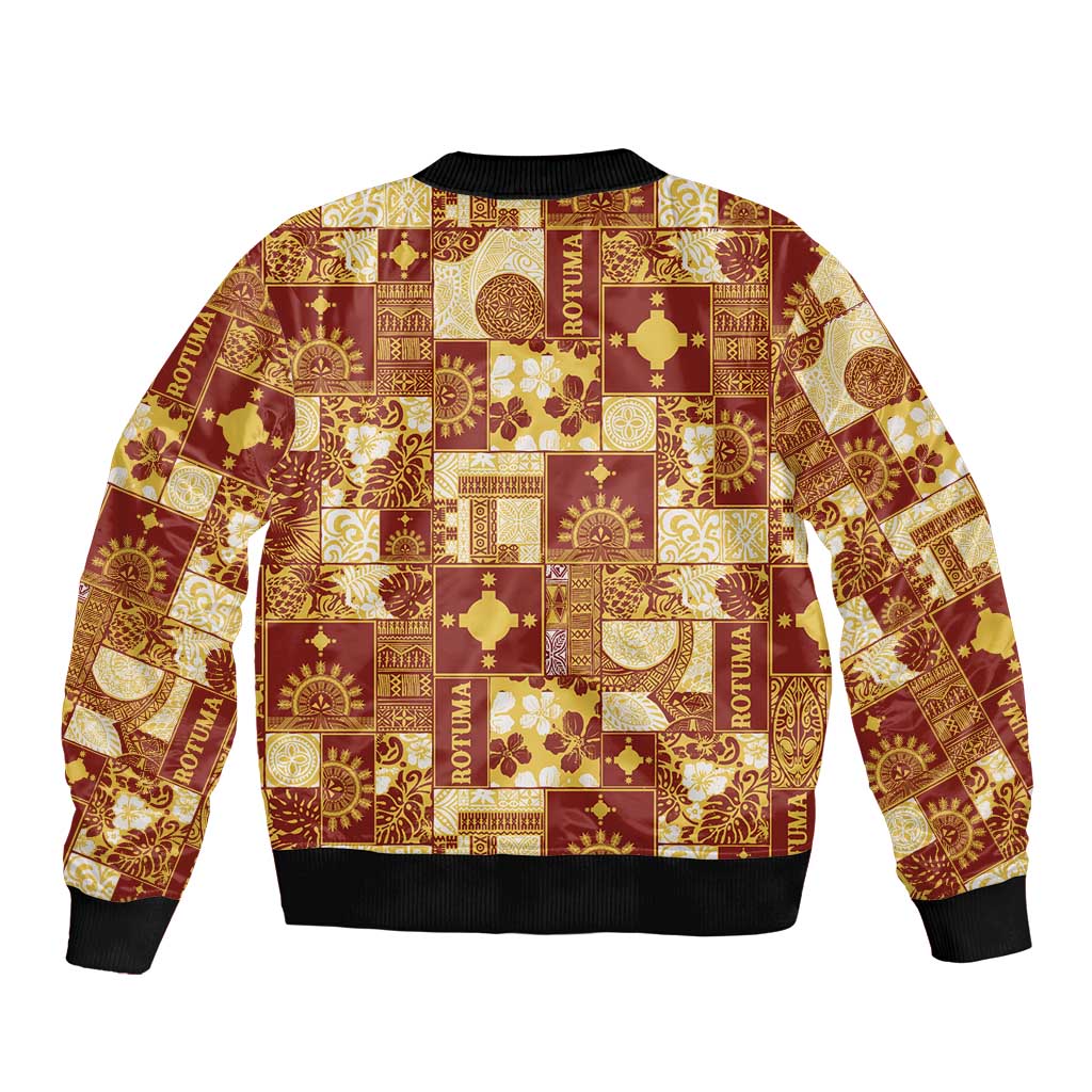 Rotuma Faiakse'ea 'e Kirisimasi Sleeve Zip Bomber Jacket Pacific Patchwork Xmas Vibes LT9 - Polynesian Pride