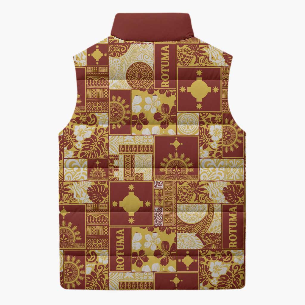Rotuma Faiakse'ea 'e Kirisimasi Sleeveless Puffer Jacket Pacific Patchwork Xmas Vibes - Polynesian Pride