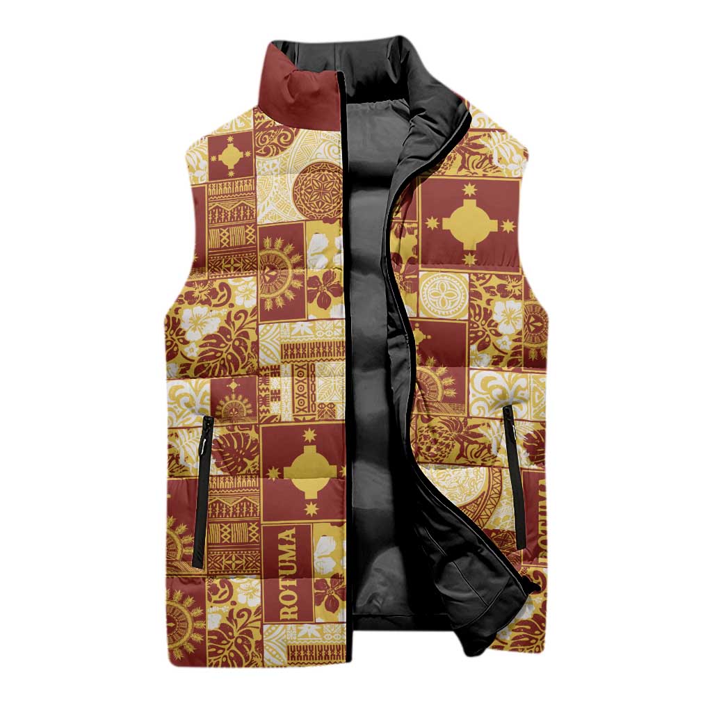Rotuma Faiakse'ea 'e Kirisimasi Sleeveless Puffer Jacket Pacific Patchwork Xmas Vibes - Polynesian Pride
