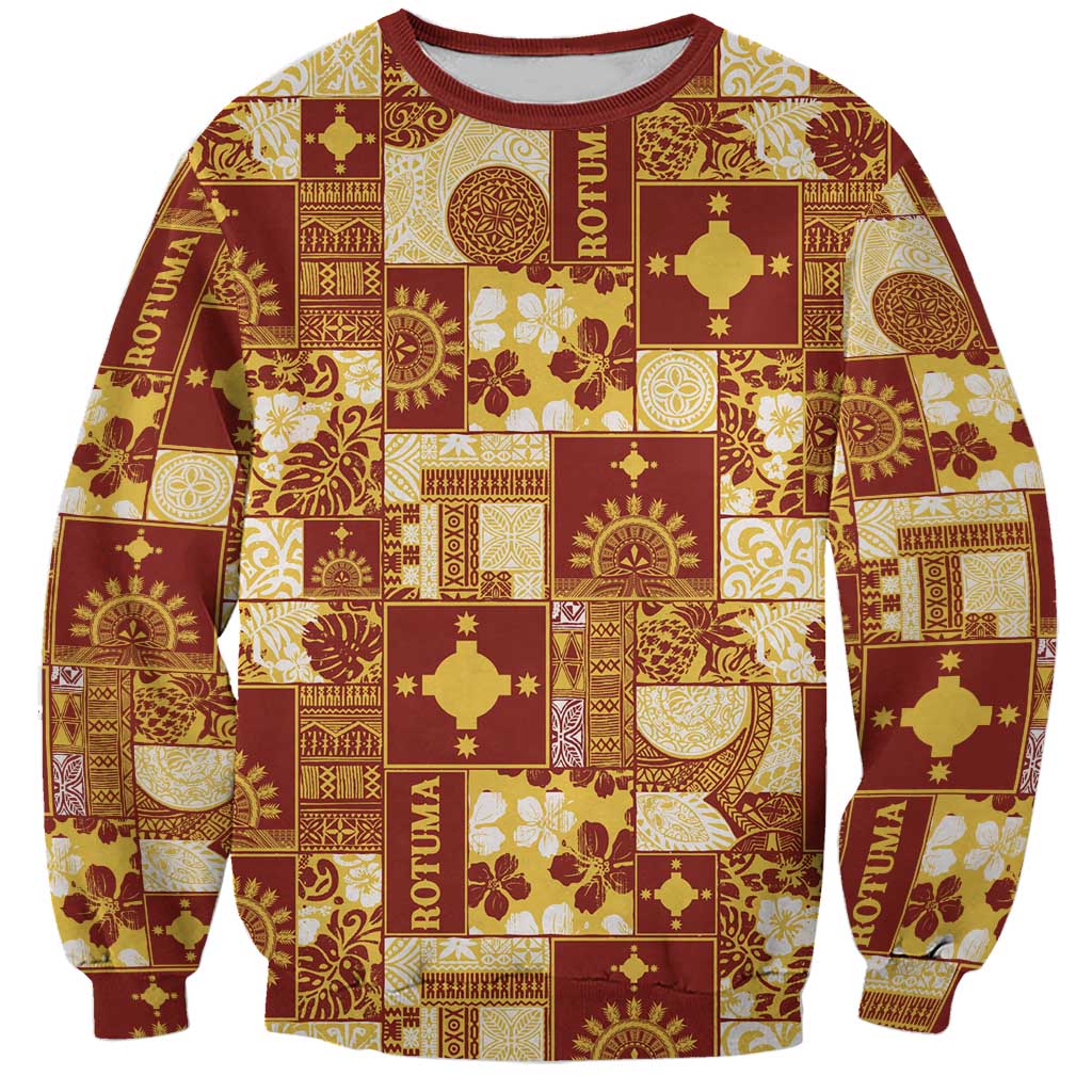 Rotuma Faiakse'ea 'e Kirisimasi Sweatshirt Pacific Patchwork Xmas Vibes LT9 Unisex Red - Polynesian Pride