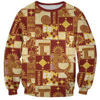 Rotuma Faiakse'ea 'e Kirisimasi Sweatshirt Pacific Patchwork Xmas Vibes LT9 Unisex Red - Polynesian Pride