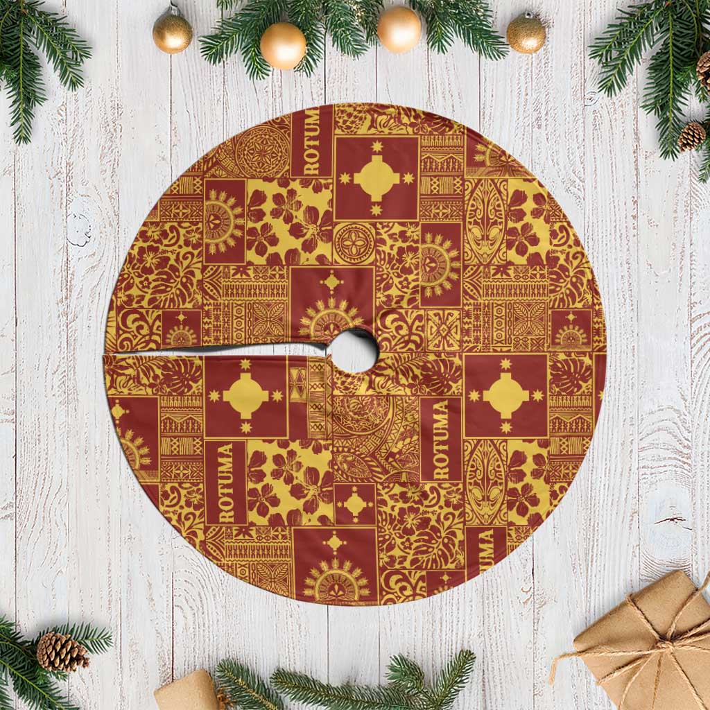 Rotuma Faiakse'ea 'e Kirisimasi Tree Skirt Pacific Patchwork Xmas Vibes LT9 Casual Red - Polynesian Pride