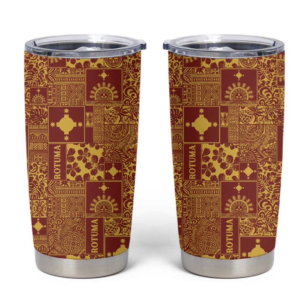 Rotuma Faiakse'ea 'e Kirisimasi Tumbler Cup Pacific Patchwork Xmas Vibes LT9 Red - Polynesian Pride
