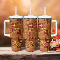 Rotuma Faiakse'ea 'e Kirisimasi Tumbler With Handle Pacific Patchwork Xmas Vibes - Polynesian Pride