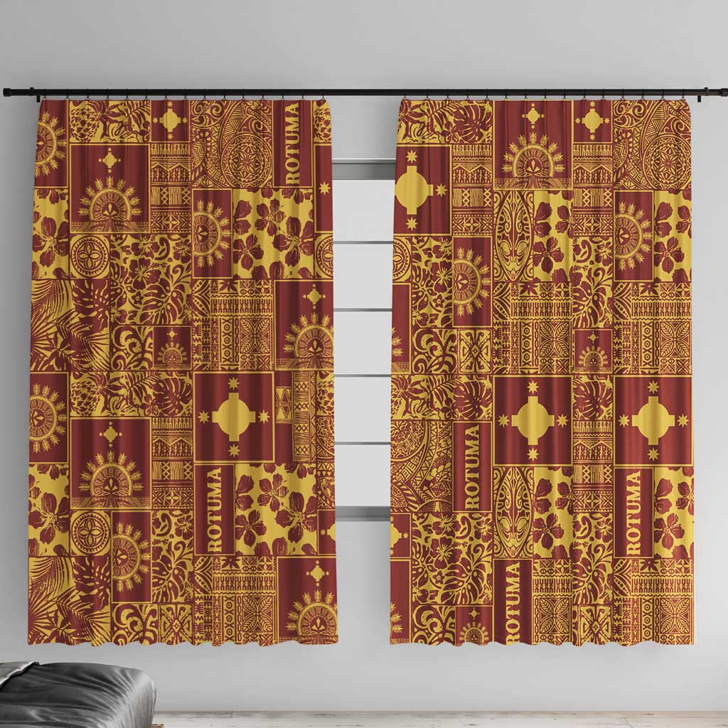 Rotuma Faiakse'ea 'e Kirisimasi Window Curtain Pacific Patchwork Xmas Vibes - Polynesian Pride