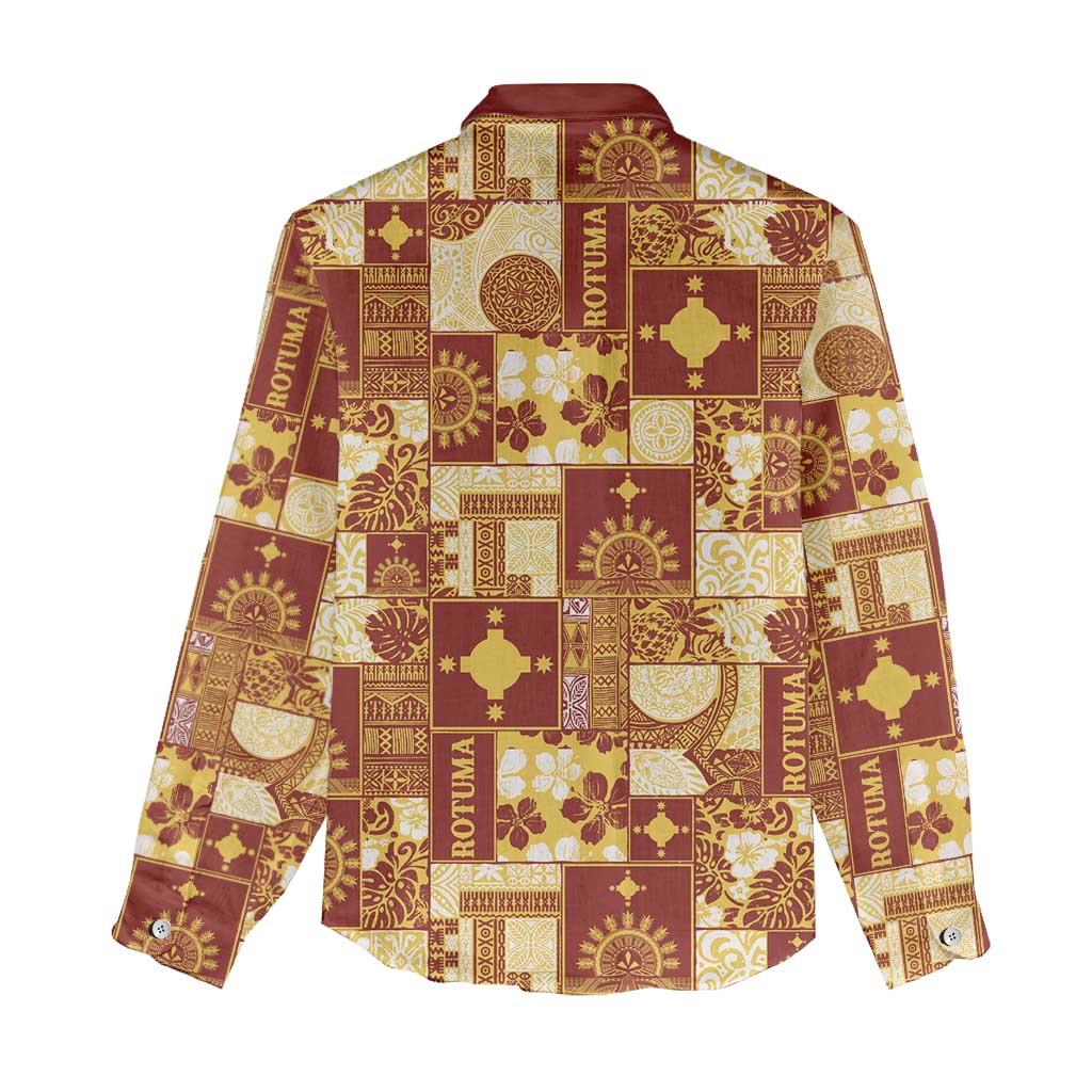 Rotuma Faiakse'ea 'e Kirisimasi Women Casual Shirt Pacific Patchwork Xmas Vibes - Polynesian Pride