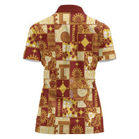 Rotuma Faiakse'ea 'e Kirisimasi Women Polo Shirt Pacific Patchwork Xmas Vibes - Polynesian Pride