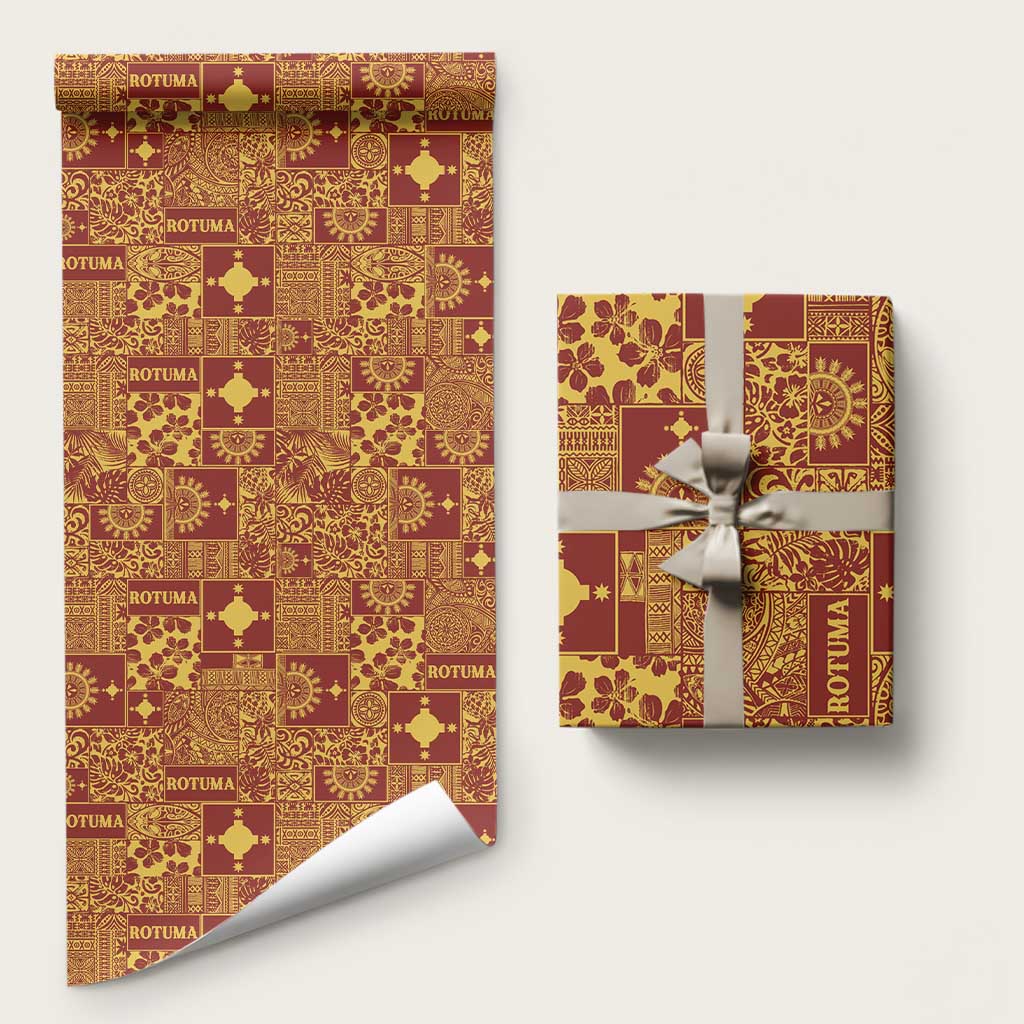 Rotuma Faiakse'ea 'e Kirisimasi Wrapping Paper Pacific Patchwork Xmas Vibes LT9 58" × 23" Red - Polynesian Pride