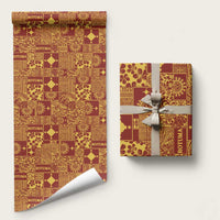 Rotuma Faiakse'ea 'e Kirisimasi Wrapping Paper Pacific Patchwork Xmas Vibes LT9 58" × 23" Red - Polynesian Pride