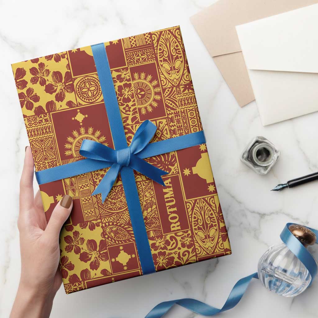 Rotuma Faiakse'ea 'e Kirisimasi Wrapping Paper Pacific Patchwork Xmas Vibes LT9 - Polynesian Pride