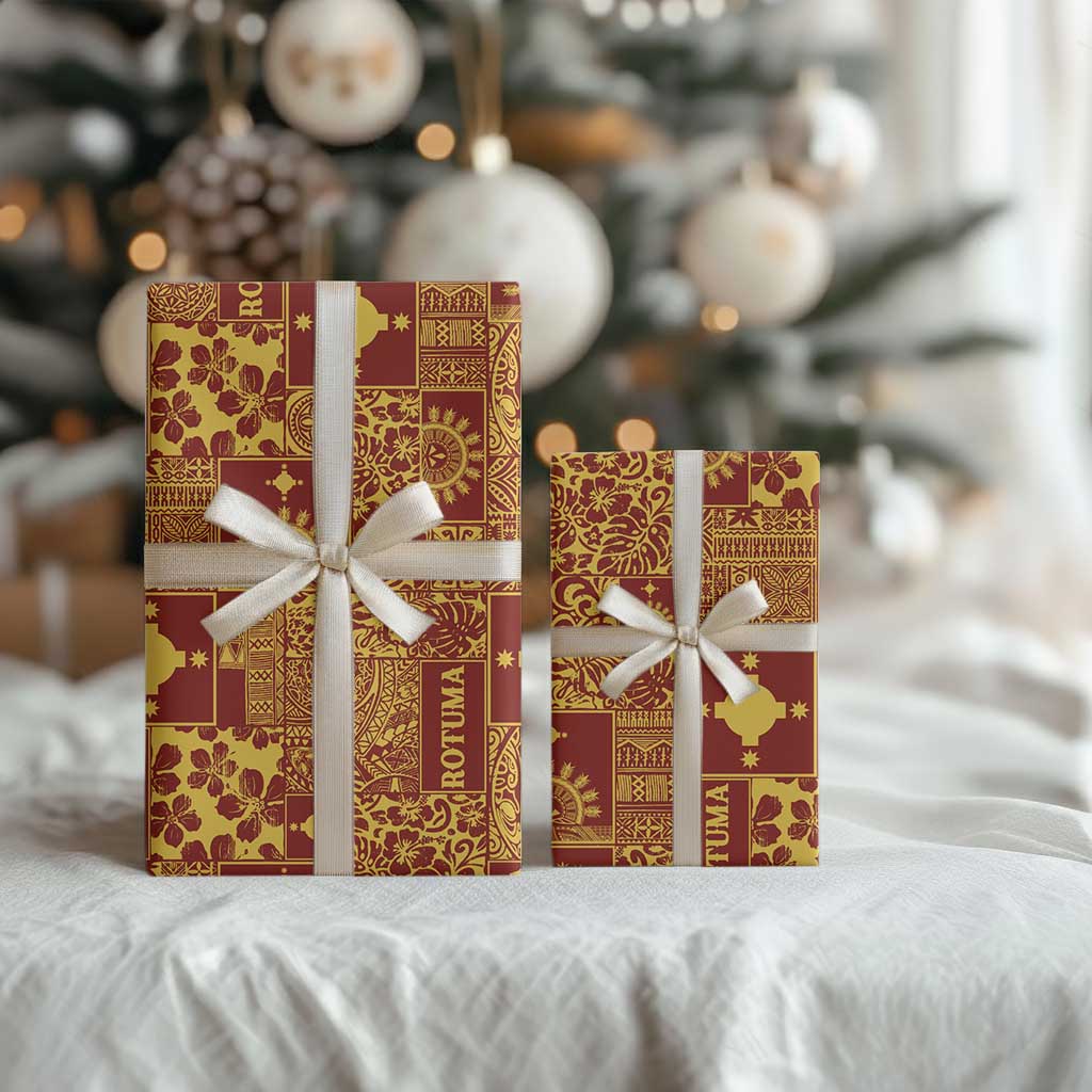 Rotuma Faiakse'ea 'e Kirisimasi Wrapping Paper Pacific Patchwork Xmas Vibes LT9 - Polynesian Pride