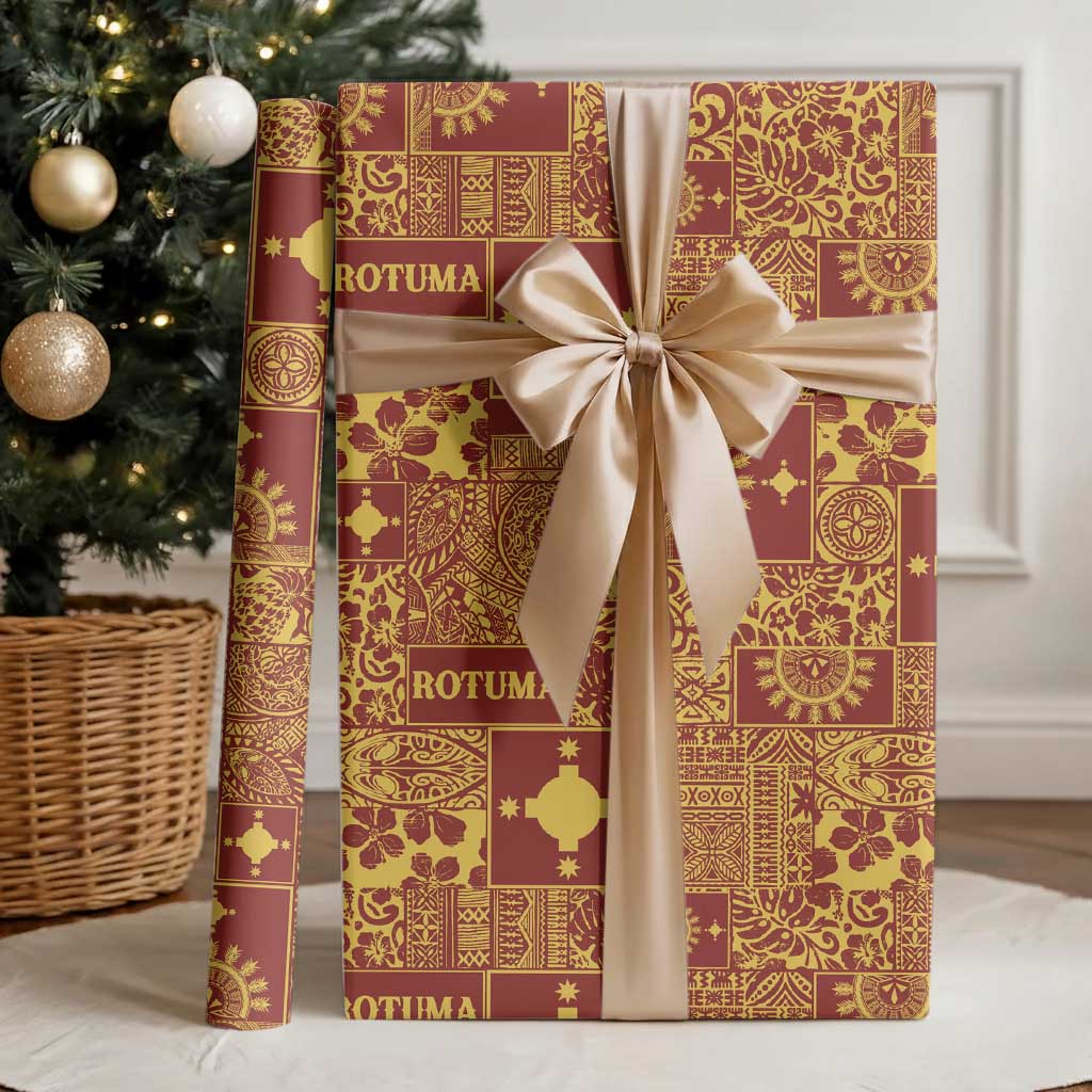 Rotuma Faiakse'ea 'e Kirisimasi Wrapping Paper Pacific Patchwork Xmas Vibes LT9 - Polynesian Pride