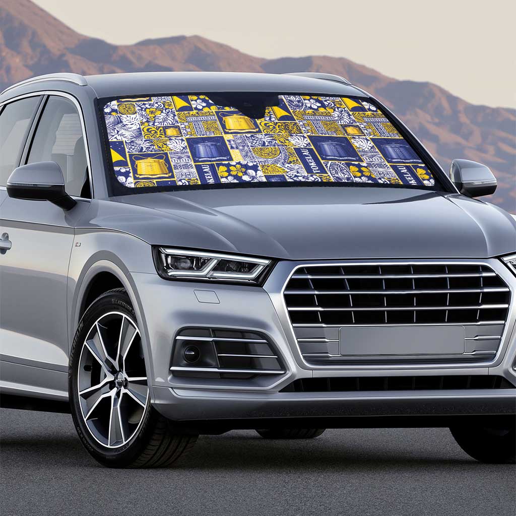 Tokelau Manuia te Kilihimahi Auto Sun Shade Pacific Patchwork Xmas Vibes - Polynesian Pride