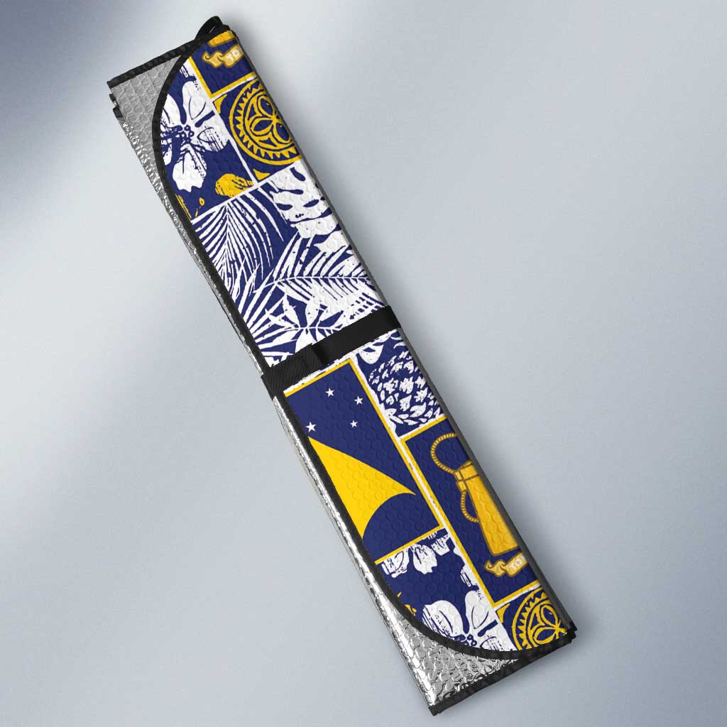 Tokelau Manuia te Kilihimahi Auto Sun Shade Pacific Patchwork Xmas Vibes - Polynesian Pride