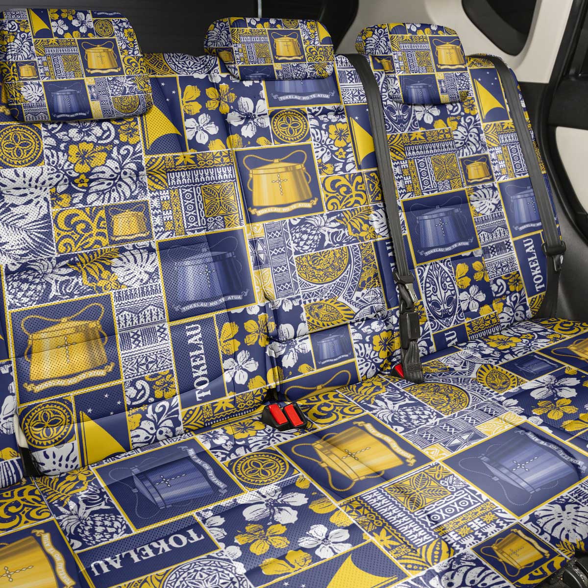 Tokelau Manuia te Kilihimahi Back Car Seat Cover Pacific Patchwork Xmas Vibes - Polynesian Pride