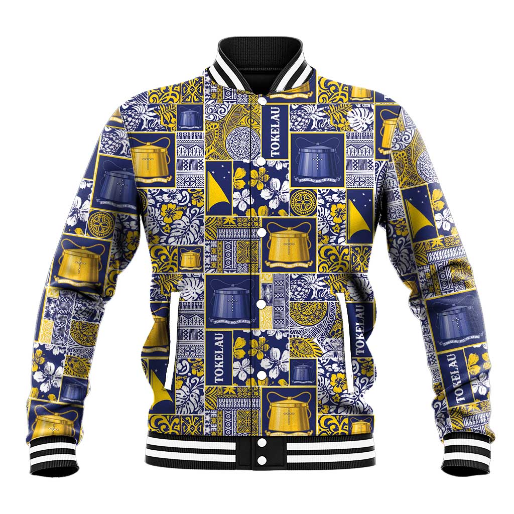 Tokelau Manuia te Kilihimahi Baseball Jacket Pacific Patchwork Xmas Vibes - Polynesian Pride