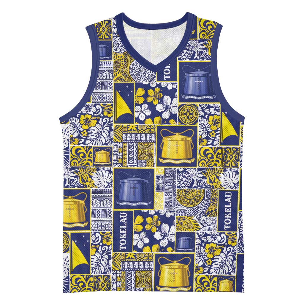 Tokelau Manuia te Kilihimahi Basketball Jersey Pacific Patchwork Xmas Vibes - Polynesian Pride