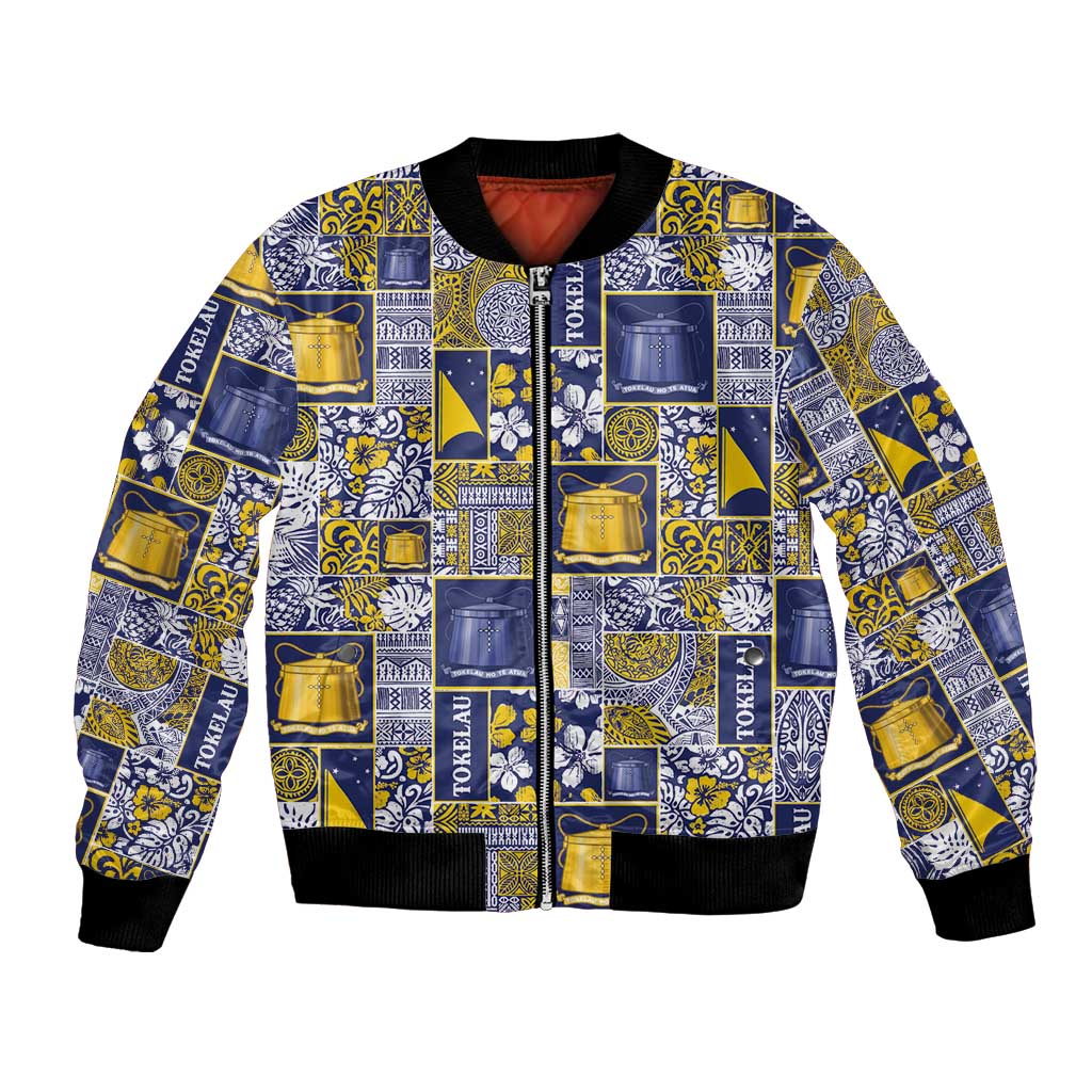 Tokelau Manuia te Kilihimahi Bomber Jacket Pacific Patchwork Xmas Vibes - Polynesian Pride