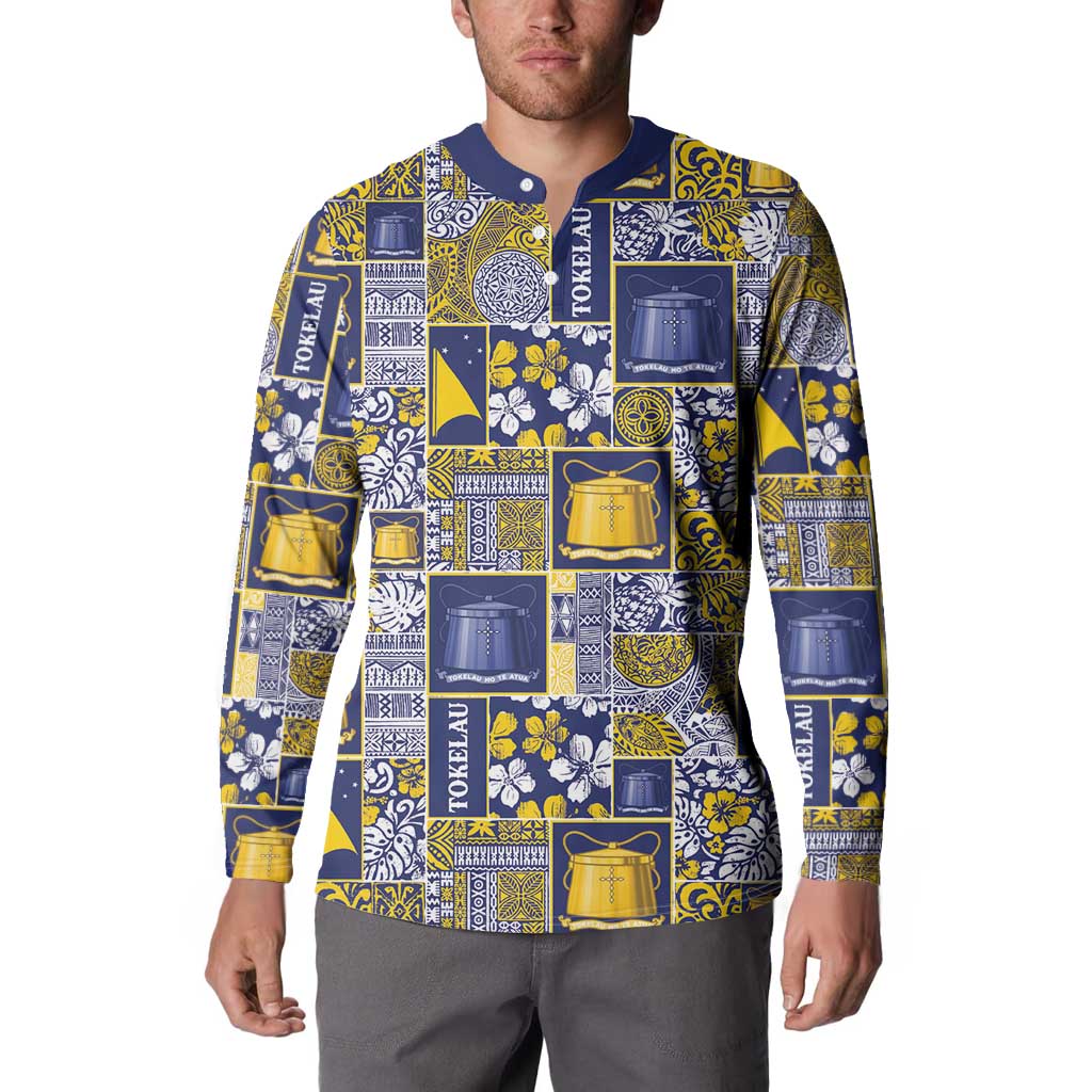 Tokelau Manuia te Kilihimahi Button Sweatshirt Pacific Patchwork Xmas Vibes - Polynesian Pride