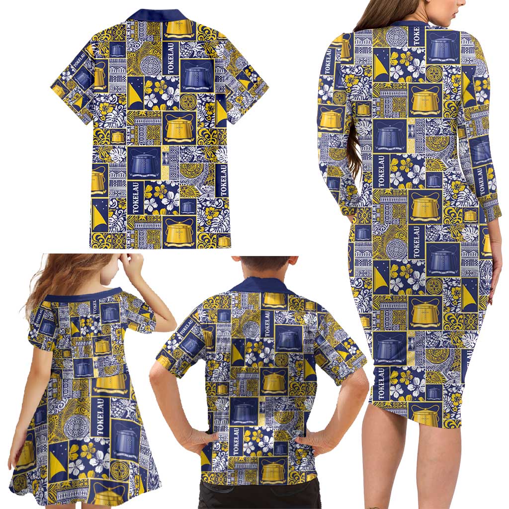Tokelau Manuia te Kilihimahi Family Matching Long Sleeve Bodycon Dress and Hawaiian Shirt Pacific Patchwork Xmas Vibes - Polynesian Pride
