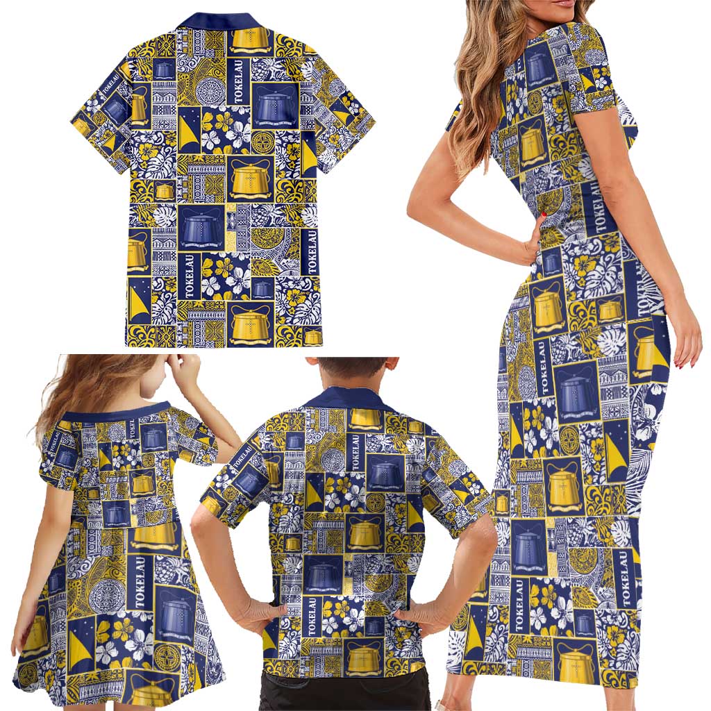 Tokelau Manuia te Kilihimahi Family Matching Short Sleeve Bodycon Dress and Hawaiian Shirt Pacific Patchwork Xmas Vibes - Polynesian Pride