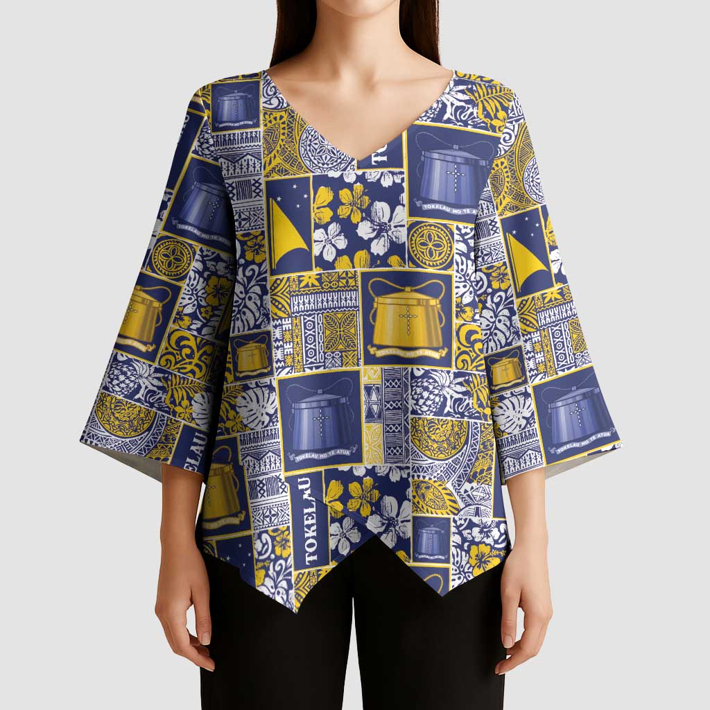 Tokelau Manuia te Kilihimahi Kimono Sleeve Blouse Pacific Patchwork Xmas Vibes - Polynesian Pride