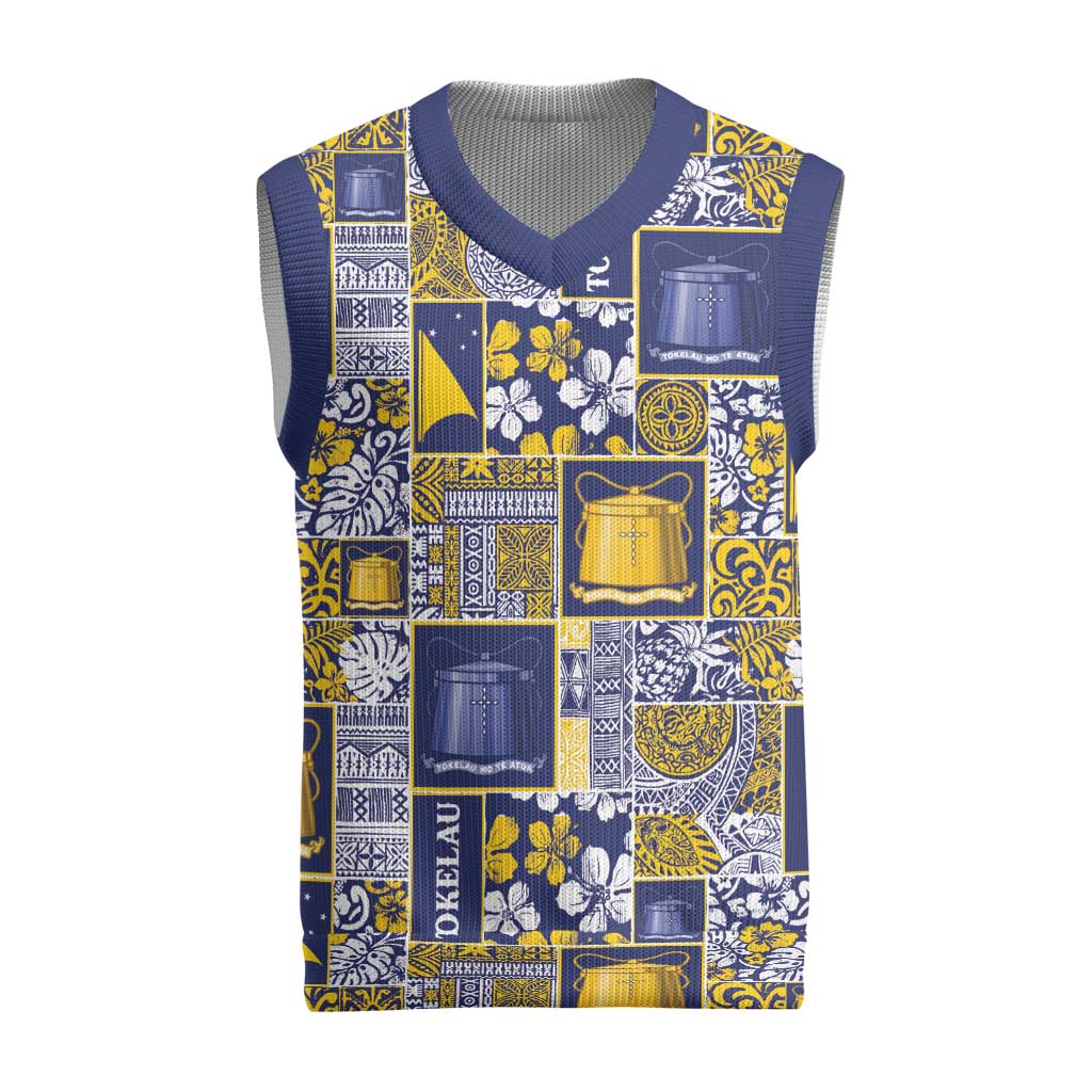 Tokelau Manuia te Kilihimahi Christmas Knitted V-Neck Vest Pacific Patchwork Xmas Vibes - Polynesian Pride
