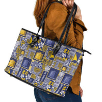 Tokelau Manuia te Kilihimahi Leather Tote Bag Pacific Patchwork Xmas Vibes - Polynesian Pride