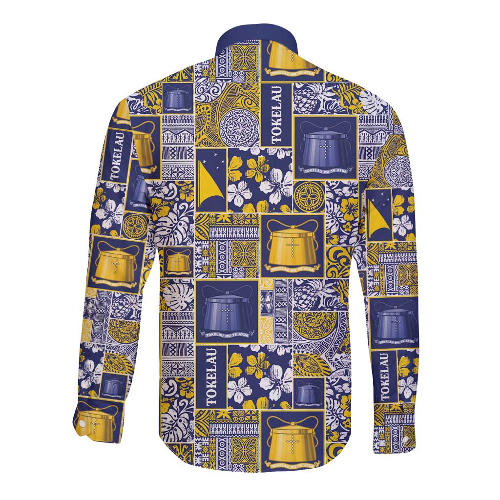 Tokelau Manuia te Kilihimahi Long Sleeve Button Shirt Pacific Patchwork Xmas Vibes - Polynesian Pride