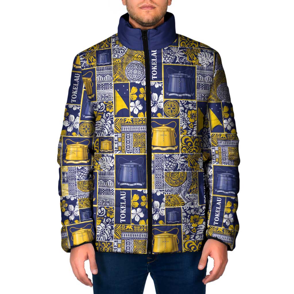 Tokelau Manuia te Kilihimahi Padded Jacket Pacific Patchwork Xmas Vibes - Polynesian Pride