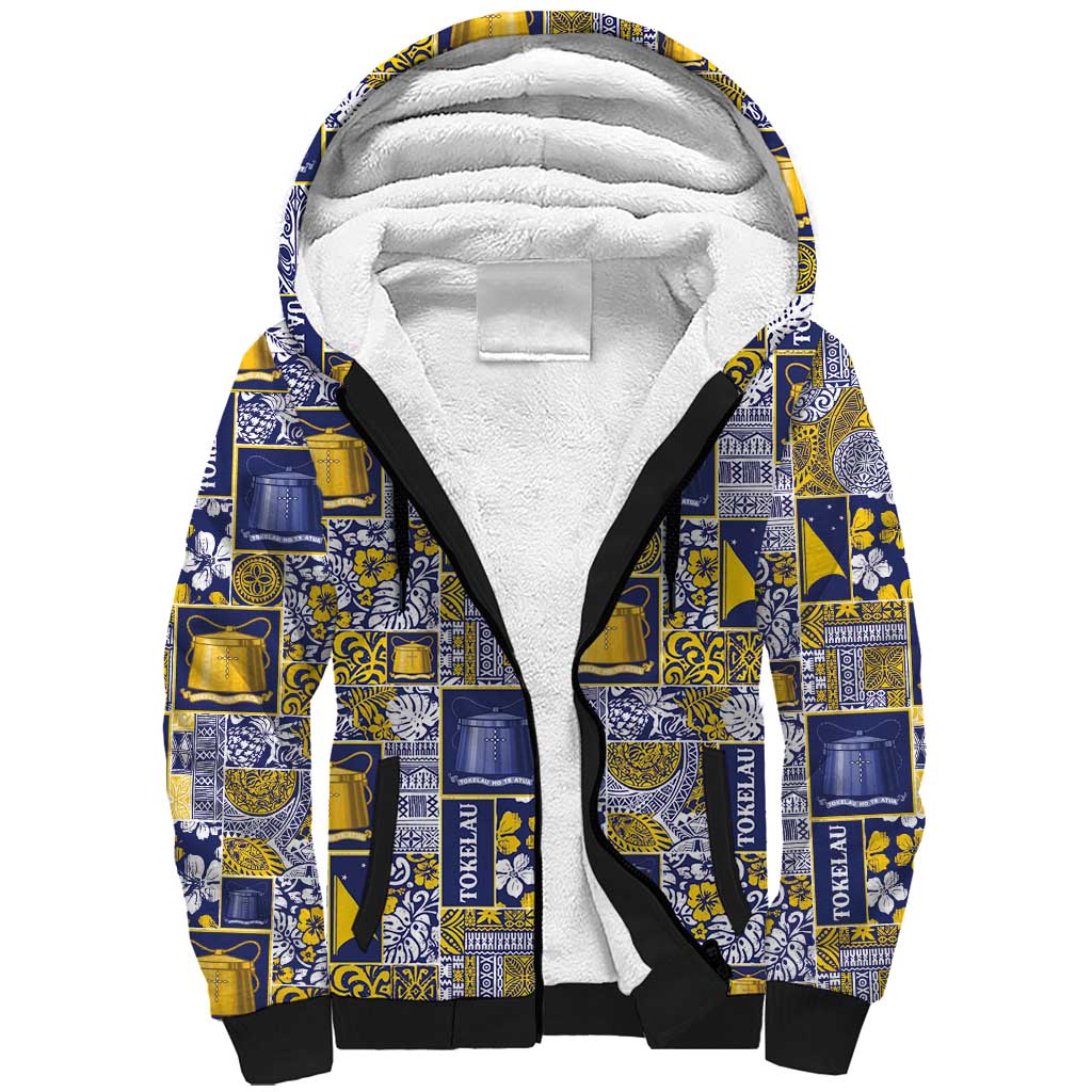 Tokelau Manuia te Kilihimahi Sherpa Hoodie Pacific Patchwork Xmas Vibes - Polynesian Pride