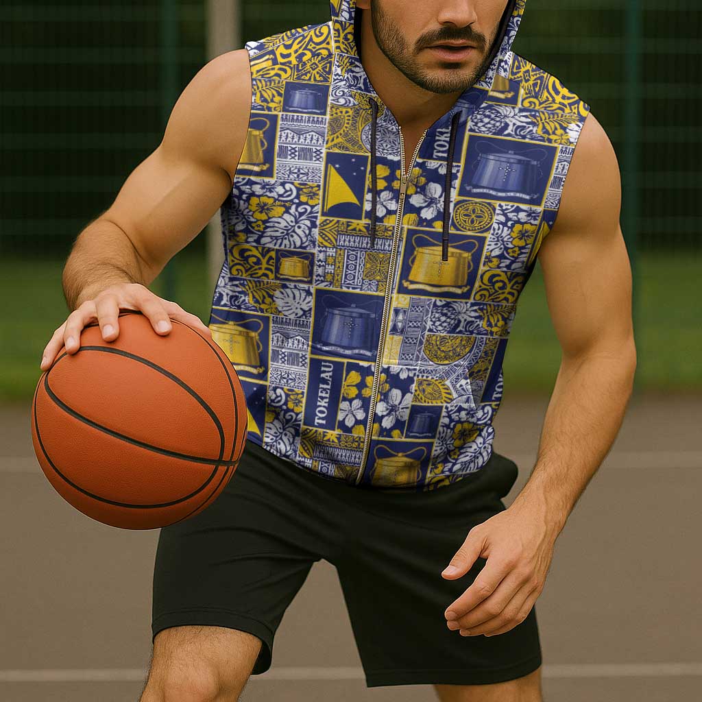 Tokelau Manuia te Kilihimahi Sleeveless Zip Hoodie Pacific Patchwork Xmas Vibes - Polynesian Pride