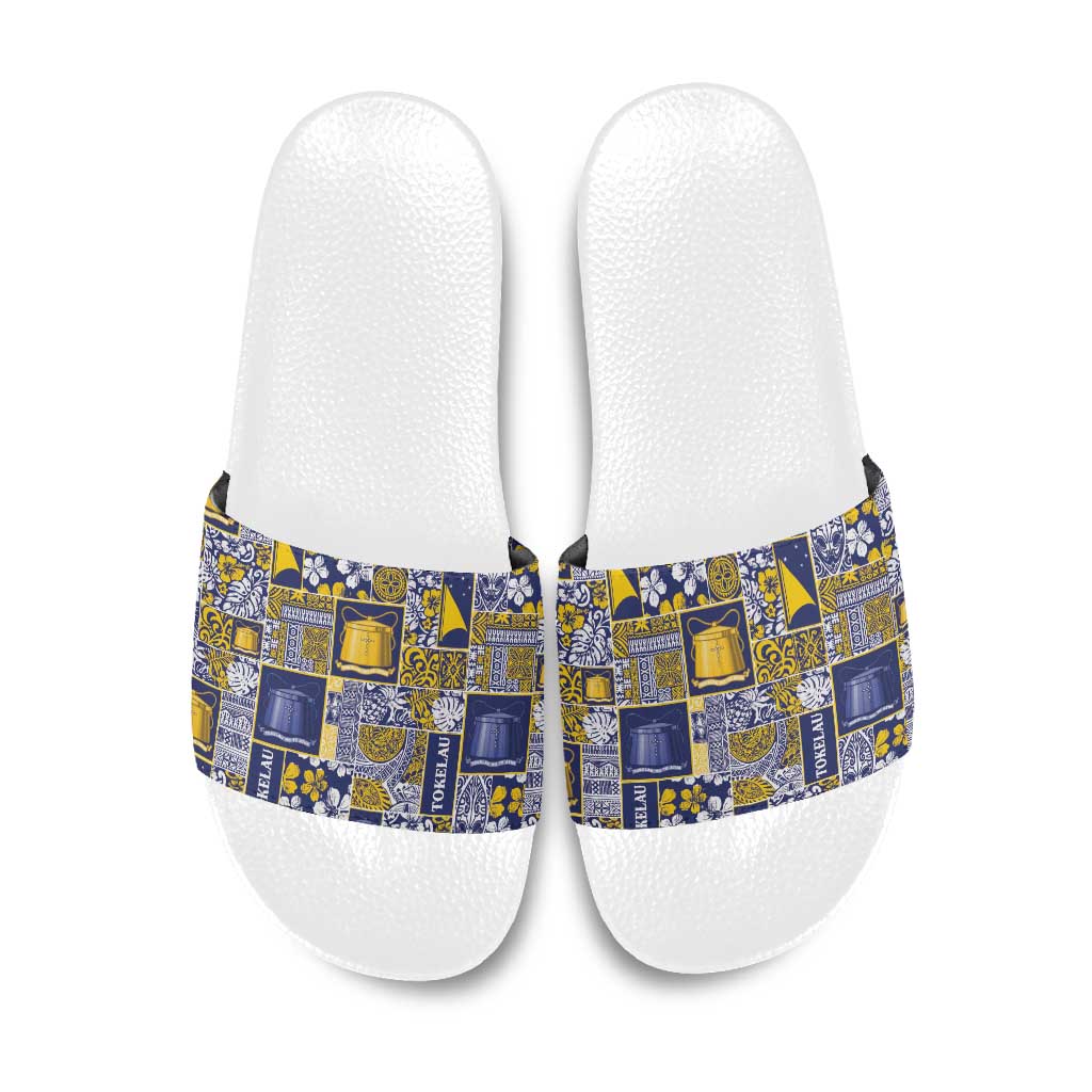 Tokelau Manuia te Kilihimahi Slide Sandals Pacific Patchwork Xmas Vibes - Polynesian Pride